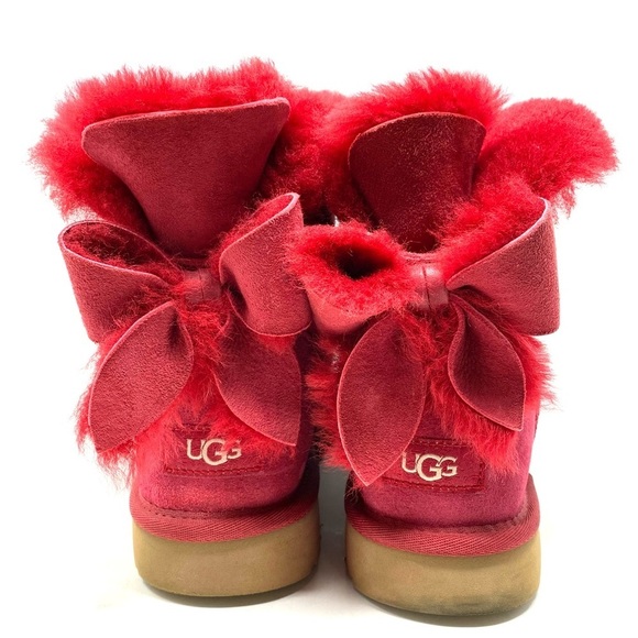 UGG CLASSIC HERITAGE BOW RIBBON RED SUEDE BOOTS - WOMEN'S - Picture 9 of 12